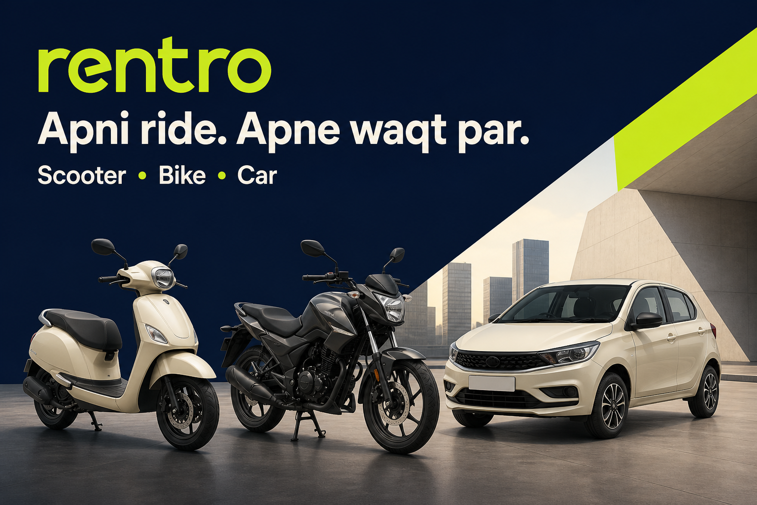 Rentro scooter, bike and car rental fleet